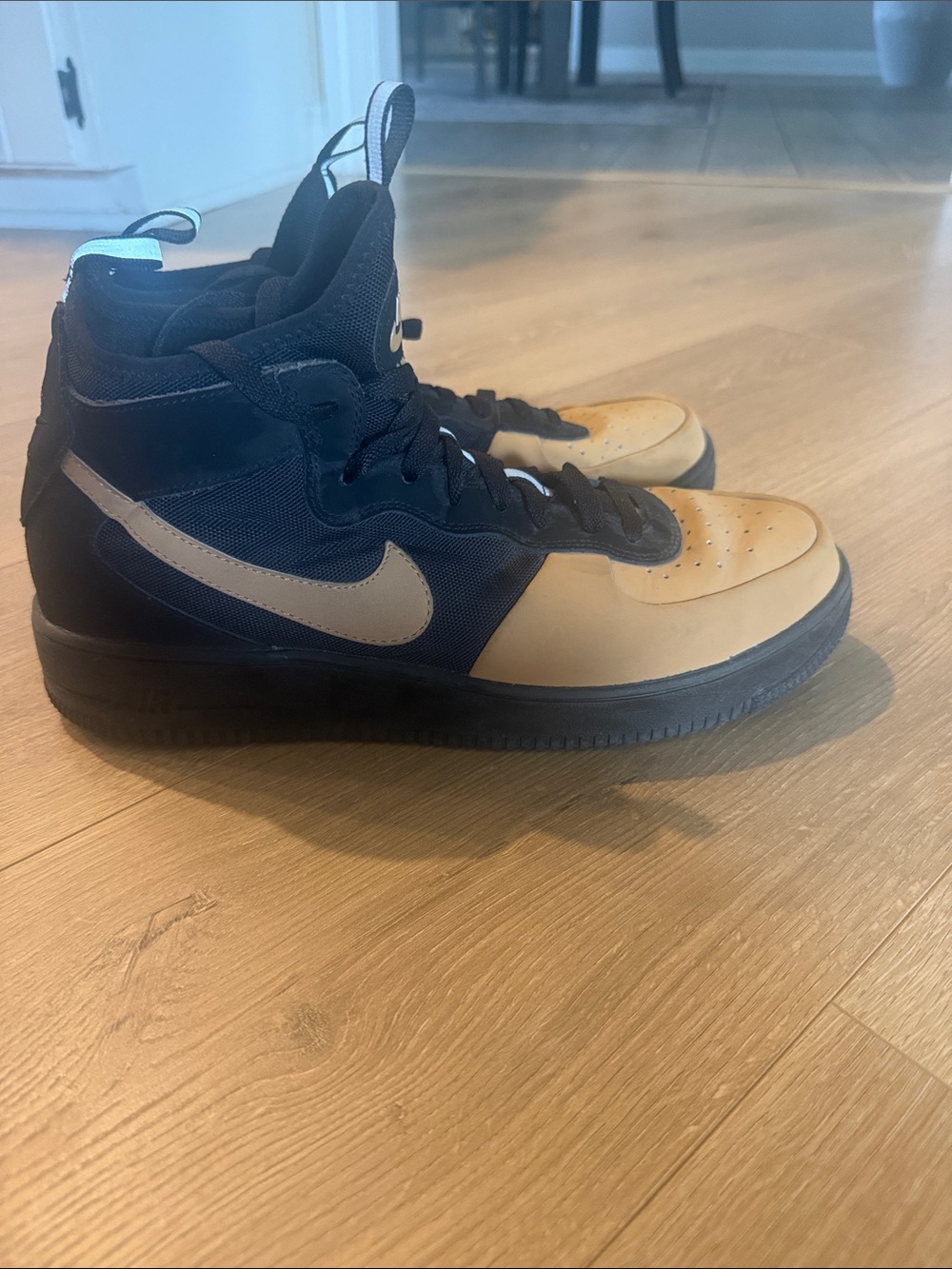 Nike Air Air Force 1 Men’s High-Top Sneakers in Black and Tan